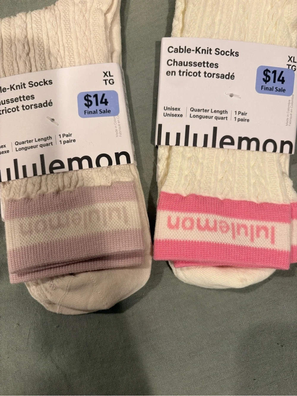 Lululemon Cable-Knit Socks Bundle of 2